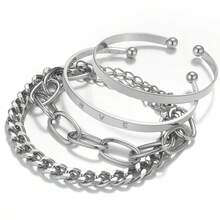 VKME Set de 4 piezas de pulsera abierta hueca con diseño de AMOR, hecho de material compatible - XH928KME1299 - Ver 9