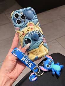 Disney Lilo And Stitch Phone Case : 3D Fluffy Pattern Border Protector Phone Soft Phone Case With A Free Cute Stitch Bracelet Chain Lanyard, Stitch, Lilo, Angel, For Apple 17 Promax 17 Pro 16 15 14 13 12 11 Pro Max XS Max X XR Soft Cover Summer Phone Case - 白色 - 查看 3