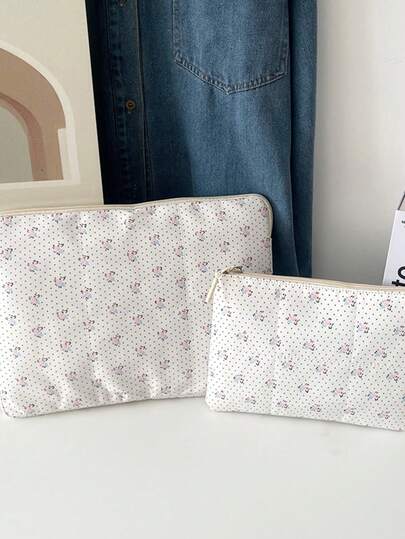 2 piezas Funda acolchada versátil para portátil, Funda de nailon ligera para computadora portátil, Resistente a golpes y arañazos, Diseño de doble tamaño para la escuela, el trabajo y los viajes