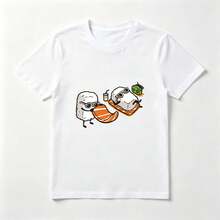 Sushi Vacaciones Playera de Algodón Blanca Divertida y Colorida - Blanco - Ver 1