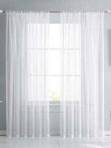 2pcs Lightweight Sheer Lace Curtains, Transparent Fine Weave, Rod Pocket Design, Suitable For Kitchen, Living Room, Bedroom, 40gsm - Multicolor - View 6