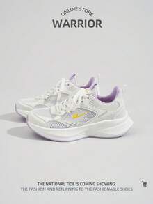 WARRIOR 1 đôi giày thể thao nữ buộc dây kiểu dáng thường ngày, thoải mái, nhẹ, thoáng khí, thích hợp cho hoạt động ngoài trời, thời trang và đa năng cho mùa hè. - Ánh sáng trắng tím vàng - Xem 2