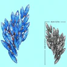 1對翼形水鑽水晶鑽貼花，65x4mm - 燙貼或縫製彩虹水晶貼片 - 適用於婚紗、晚禮服、衣物和包包的DIY裝飾 - 翅膀水鑽貼 - 查看 4