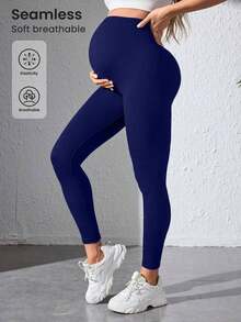 Leggings deportivos de maternidad negros sin costuras - Azul marino - Ver 8