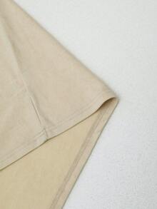 Camiseta casual de verano para mujer de talla grande, con cuello redondo, manga corta, estampado de oso, lema retro y efecto lavado y desgastado de algodón - Albaricoque - Ver 4
