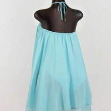 SaltGleam Women's Chiffon Layered Ruffle Sleeveless Mini Dress - Azul - Ver 3