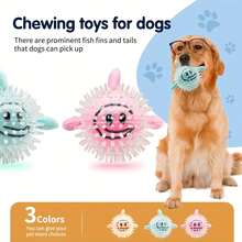 Durable Dog Chew Toy Ball. Dental Cleaning Pet Toy. Rubber Material. Tough. Pet Companion Toy. - 隨機 - 查看 8