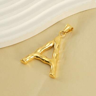 Cross-Border European And American Fashion Stainless Steel 26 Large English Letter Single Pendant With Concave-Convex Design Clavicle Chain Accessory In Stock