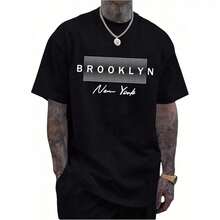 Camiseta de Manga Corta con Estampado de Letras para Hombre, Cuello Redondo, Hombros Caídos, Estilo Casual, Talla Grande N3MP - Blanco - Ver 6