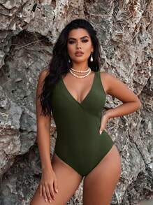 Taglie forti Monokini - Verde militare - Visualizzare 10