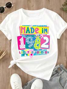 TrendyFashion Women's Short-Sleeved T-Shirt With Round Neck And Loose Fit, Made In 1982, Limited Edition With Graphic Print, Ideal For Everyday Wear And Retro Style Outfits. - 白色 - 查看 3