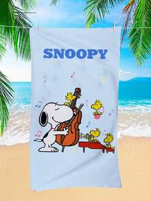 SNOOPY 畅销史努比超细纤维沙滩巾，卡通儿童沙滩浴巾，夏季海边吸水毛巾 - 長方形 - 查看 2