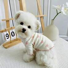 秋/夏宠物内衣，泰迪熊，博美犬，熊猫犬，比熊犬，约克夏梗犬，雪纳瑞犬小型犬服装 - 淺粉色 - 查看 5