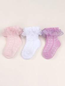 3 đôi tất ren voan ngọc trai; tất dài đến bắp chân thoáng khí cho bé gái; tất công chúa xinh xắn; tất lấp lánh sang trọng cho bé; tất ống rộng không bó sát cho bé. Quà tặng cho bé. - Nhiều màu - Xem 14