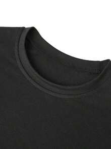 Soft Soft New Women's Round Neck T-Shirt, Short Sleeve, Loose Fit, Casual And Versatile With Fashionable Print, Soft Fabric And Good Drape, Women's Blouses, Women's Blouses - 黑色 - 查看 4