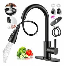 Grifo Mezclador De Cocina Monomando Extraíble De Acero Inox - Negro - Ver 10