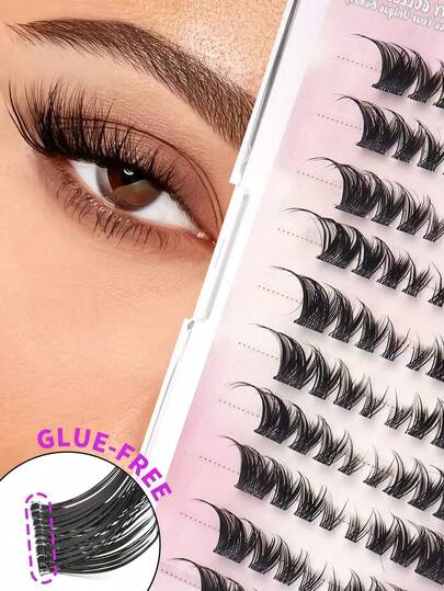 Large-Capacity 10-Row Segmented False Lashes, Segmented Single-Cluster False Lashes, Natural Cartoon Style, Beginner-Friendly, Easy To Use, Reusable, Daily Use Double-Eye Enlarger