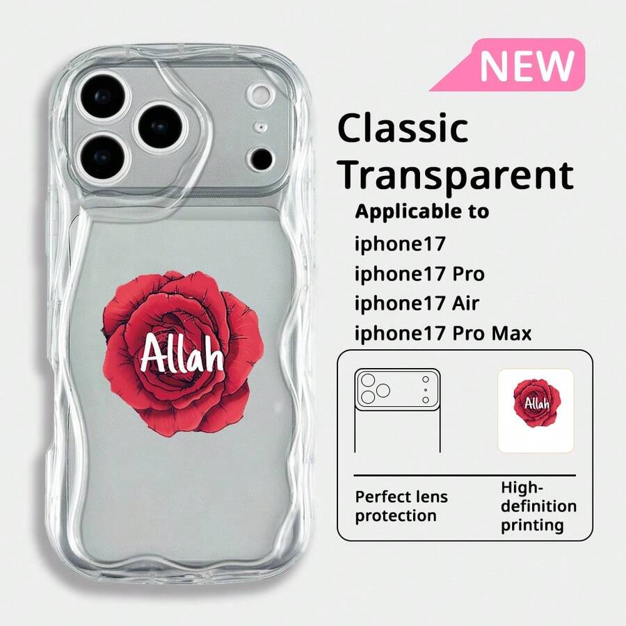 Fanahat-Funda para teléfono: Funda minimalista ondulada color crema con flor de rosa, y texto en inglés, nueva para la serie 17, hecha de material TPU con un diseño simple y elegante. Disponible en tres colores, con protección precisa para la lente, excelente agarre y funcionalidad - Color mixto 3 - Ver 1