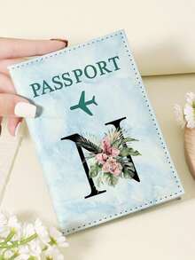 1pc A-Z 26 Letters Fashionable Letter Print Stylish Burgundy Passport Cover, Premium PU Leather Passport Wallet With Multi-Card Pockets For Credit Cards, Boarding Passes, And IDs, Compact And Portable Travel Essentials Organizer For Women, Men - Pink - View 58