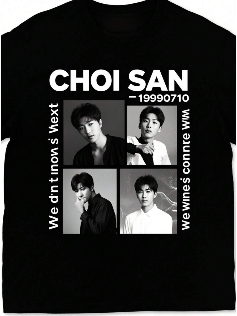 2026 New Unisex Vintage T-Shirt [Gift For Men]  Men's T-Shirt With Three Prints - 'CHOI SAN' Print, Unique Patchwork Design, Stretch Fabric, Casual Crew Neck, Urban Hip-Hop Style, Suitable For Daily Wear And Parties, Perfect For Everyday Outfits And Gifts, Circus T-Shirt, Ideal For Holidays And Playtime, Excellent For Parties And Family Vacations, Party Outfit, Summer Outfit, Warm Weather Clothing. - 黑色 - 查看 1