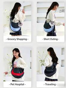 Breathable Mesh Pet Carrier Backpack, Adjustable Strap For Small Dogs & Cats, Suitable For Outdoor Walking, Shopping, And Medical Visits - Multicolor - View 1