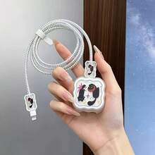 Black Cat 40W Charger Protective Case Suitable For IPhone 17 Data Cable Protection Winding Cord 17 Pro Max - Clear - View 3