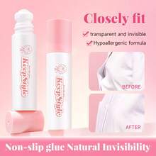 1 pièce Colle anti-dérapante en rouleau liquide, ruban adhésif transparent anti-dérapant pour col de chemise, ruban de fixation invisible pour bretelles de col bas, facile à utiliser et à enlever, longue durée, respirant pour les danseurs, chaussettes, robes, perruques, soutiens-gorge, costumes - A - Voir 3