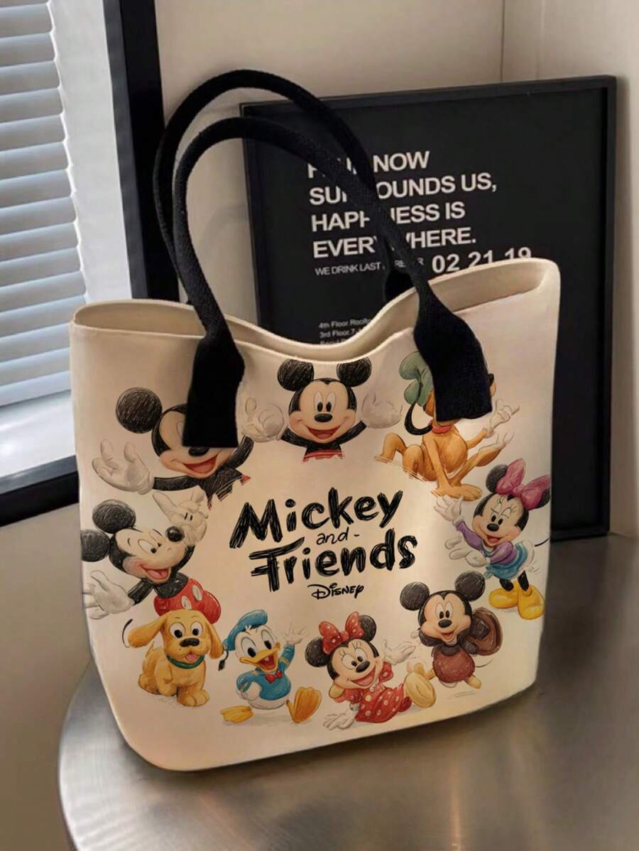 開學季 Disney 可愛卡通史迪奇圖案印花托特包,適合女性日常購物與聚會,休閒托特包 - 彩色 - 查看 1