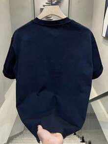 Nueva camiseta de manga corta para mujer de 180 g,% algodón - Camiseta casual versátil con estampado de verano para hombre - Camiseta con estampado de verano para parejas - Unisex - Regalo para vacaciones - Azul marino - Ver 2