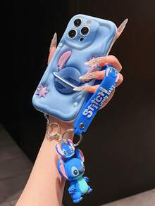 Disney Lilo And Stitch Phone Case : 3D Fluffy Pattern Border Protector Phone Soft Phone Case With A Free Cute Stitch Bracelet Chain Lanyard, Stitch, Lilo, Angel, For Apple 17 Promax 17 Pro 16 15 14 13 12 11 Pro Max XS Max X XR Soft Cover Summer Phone Case - 白色 - 查看 4
