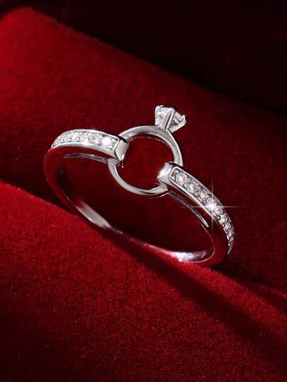 1 pieza Anillos apilables elegantes y de moda con incrustaciones de circonita para mujeres, adecuados para parejas, novias, regalos, uso diario, bodas, playa, Acción de Gracias, Navidad, Día de San Valentín, cumpleaños