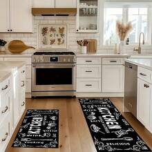 1pc Kitchen Mat With Cooking Pattern, Non-Slip Floor Rug For Home Gathering, Party Decoration, Kitchen, Hallway, Bathroom, Laundry Room, Quick Dry Carpet - Multicolor - View 6