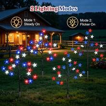 5PC 4th Of July Solar Outdoor Lights, Red White Blue Star Stake Lights, Waterproof Patriotic Flag Garden Stake Lamps, Perfect For Independence Day, Memorial Day, Yard, Pathway And Garden Decor - One Dragging Five Grounds to Insert Five-pointed Stars - View 13