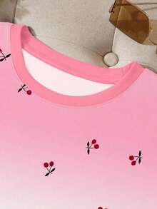 Camiseta casual para mujer, gris, nuevo diseño de verano, cuello redondo, estampado de cerezas dulces, diseño gráfico, estilo estudiantil, ajuste versátil minimalista, adecuado para uso diario, al aire libre, viajes, cómodo, esencial para mujeres - Multicolor 10 - Ver 5
