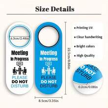 2D Flat 2pcs/Set Meeting Do Not Disturb Sign, Do Not Disturb Door Hanger Set, Funny Office Door Handle Decor, Meeting Room Do Not Disturb Sign - A - View 3