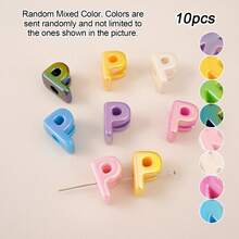 10pcs Electroplated Acrylic Large Hole English Letter Beads, DIY Phone Lanyard, Casual Shoe Charms, Handmade Jewelry Accessories, Holiday Gift [Random Mixed Color] - AB Colorful - View 13