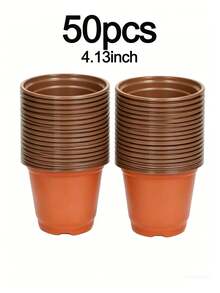 1/20/50 piezas Macetas de plástico cónicas de 9cm/10.5cm con agujeros de drenaje, macetas de semillero para flores y vegetales, para siembra y trasplante en jardinería - Multicolor - Ver 11