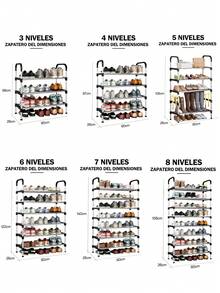 Organizador de zapatos,Zapatera 3y4y5y6y7y8y9Niveles Apilable Estante Montable Organizador,organizador de zapatos de metal resistente para zapatos,zapatero estrecho, organizador de zapatos,estante de pie para ahorrar espacio,caja de zapatos,estante para zapatos,estantes para plantas,armarios espaciales. - Plateado - Ver 12