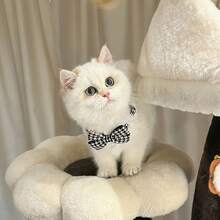 Easter Houndstooth Pet Scarf, Suitable For Cats, Small To Medium Dogs And Rabbits. Available In Multiple Colors And Sizes. Plaid Bow Pet Scarf, All-Season Photo Prop. Soft, Breathable And Washable - Multicolor - View 5