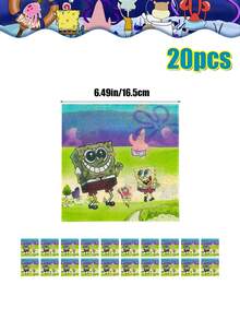 SpongeBob SquarePants SquarePants Series Birthday Party Set - Cartoon-Printed Triangular Flags, Dinner Plates, Paper Cups, Knives And Forks, Napkins, Tablecloth - All Included For A Complete Birthday Party Decoration Kit - Multiple Styles - View 16