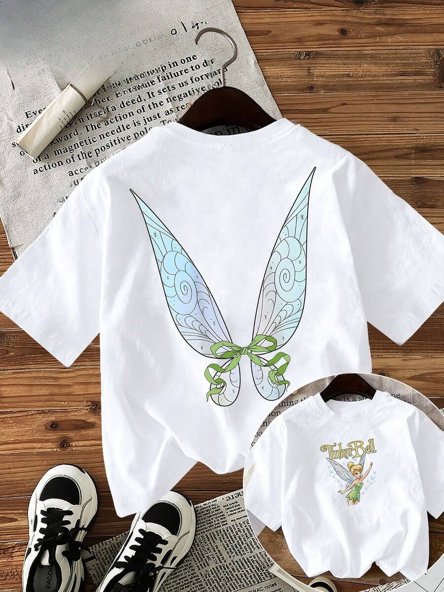 Camiseta casual de manga corta 100% algodón para mujer, con cuello redondo y diseño estampado de alas de , a la moda para primavera y verano. Camiseta casual de manga corta 100% algodón para mujer, estilo vintage de calle, unisex, holgada, para actividades al aire libre. Blusas para mujer. blusas.blusas casuales para dama. - Blanco - Ver 1