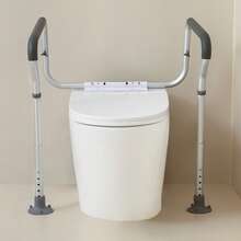 VEVOR Toilet Safety Rail, Bathroom Toilet Seat Frame, Adjustable Width & Height Fit Most Toilets, Supports 136 Kg, Toilet Handles Grab Bars With Padded Armrests For Handicap, Disabled, Seniors - 2-Leg - 查看 9