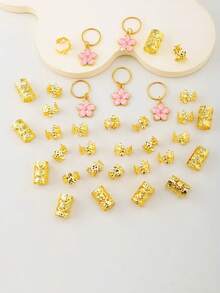 35er Set modische vielseitige Metall-Haarringe im Boho-Stil, rosa Sakura-Schmetterling Haaraccessoires, stilvolles personalisiertes Schmuckgeschenk passend für tägliche Outfits, perfekt für Party und Urlaub, Unisex Lässig- und Urlaubsaccessoire, Haarspangen, Haarklammern - Verschiedenfarbig - Übersicht 4