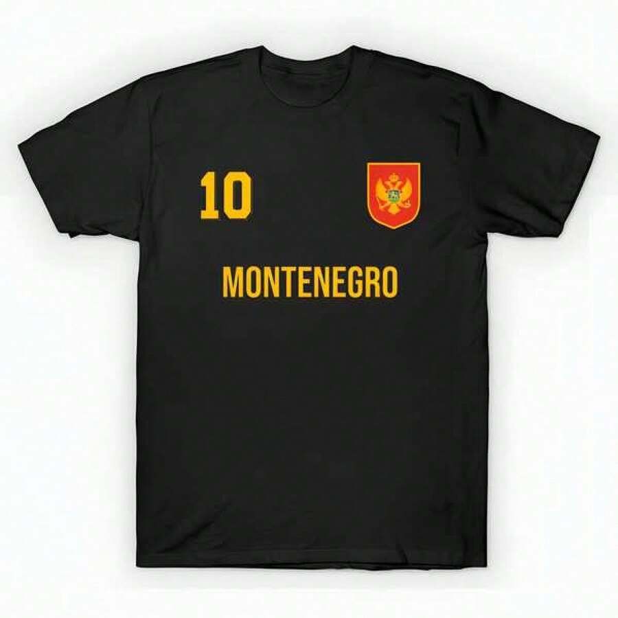 Montenegro Retro Vintage Soccer Football Jersey for Montenegrin Supporters T-Shirt unisex de la de algodón puro de alta densidad de 220 g. C-AmiS-eta uniS-ex 100 % aL-Godón de - Tejido de alta densidad. Apta para todo tipo de perS-onas, ya sean mujeres o hombres. Tejido duradero de alta C-Alidad apto para todas las estaciones, suave al tacto pero duradero. Tops transpirables. Conjuntos de otoño para mujer. Conjuntos de vaC-Aciones para mujer. Disfraz de Halloween para mujer. - Negro - Ver 1