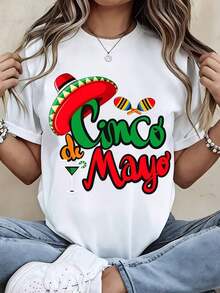 Cinco De Mayo T Shirt Mexican Fiesta Party Hat Maracas Martini Design Women Casual Topblusas para mujer - Blanco - Ver 3
