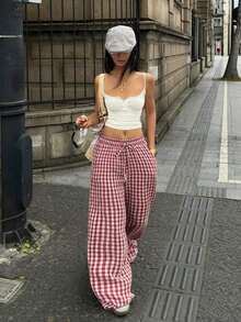 100% Cotton Washed White Trousers, Basic Minimalist Bohemian Style, For Summer Concerts, Outings And The Beach - Bordeaux - View 5
