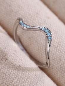 1 pieza Anillo con diseño de ola de moda, para uso diario - verde menta - Ver 4