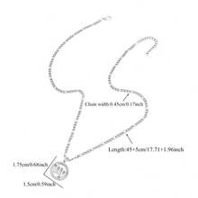 1pc New Minimalist Stainless Steel Hollow Round 12 Zodiac Pendant Necklace, Fashionable Silver Chain For Women - Silver Openwork Constellation - View 2