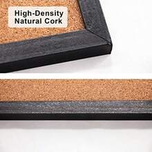 Black Cork Board Bulletin Board 14.6"X 11" Cork Board Oak Wood Finish Frame Wall Mounted Cork Board For Office Home And School Pins Eye Bolts Gaskets Screws - 黑色的 - 查看 6