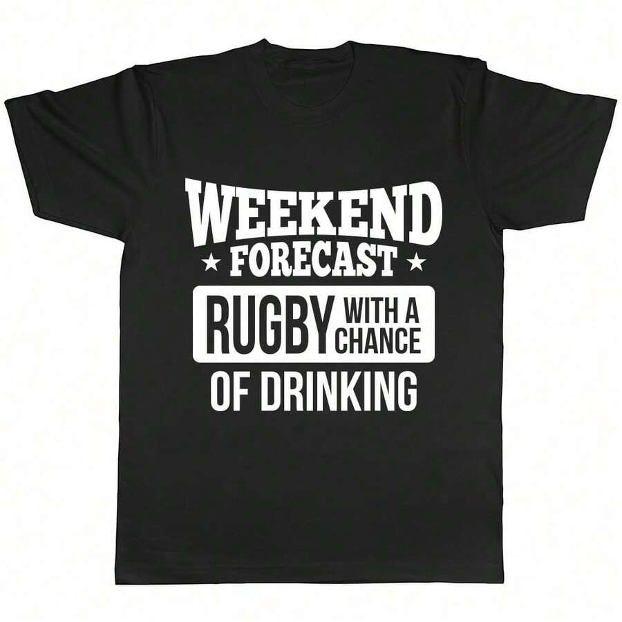 Weekend Forecast Rugby With A Chance Of Drinking Mens Womens Ladies-Shirt Tee  UK - Black - View 1